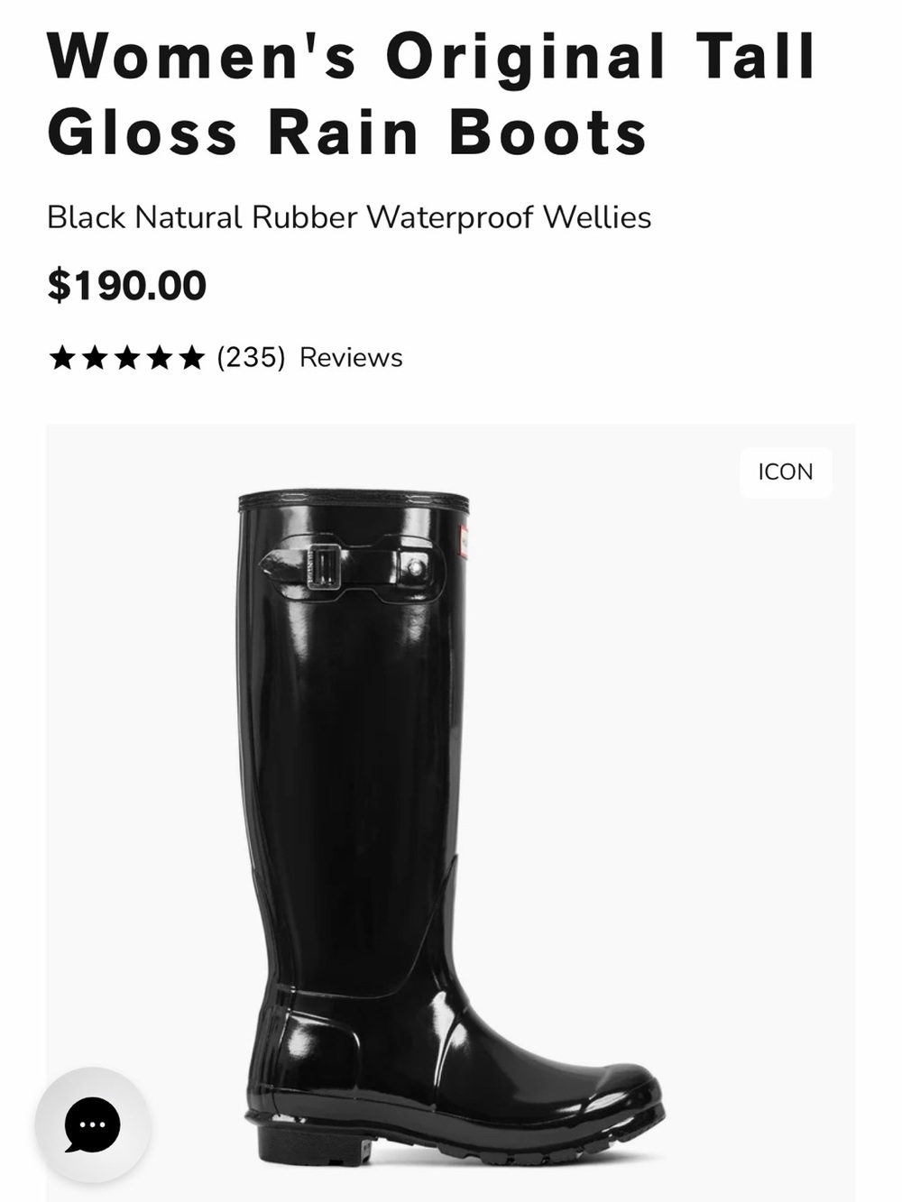 Hunter Women's Original Tall Gloss Rain Boots - Black worn only once size 9